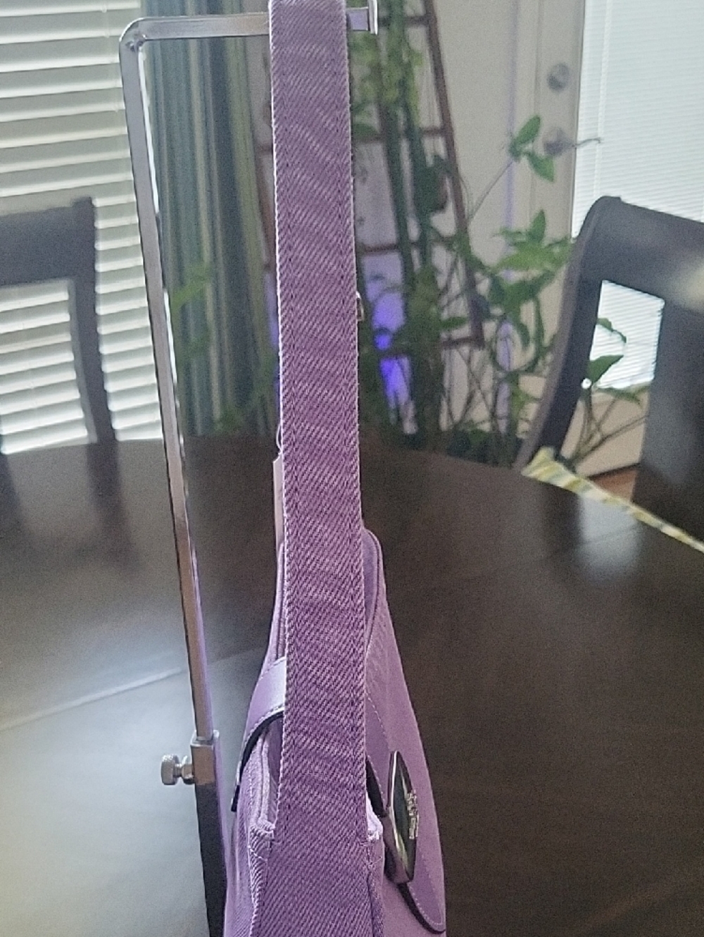 Coach Purple Denim Shoulder Bag with Leather Trim - Picture 5 of 13